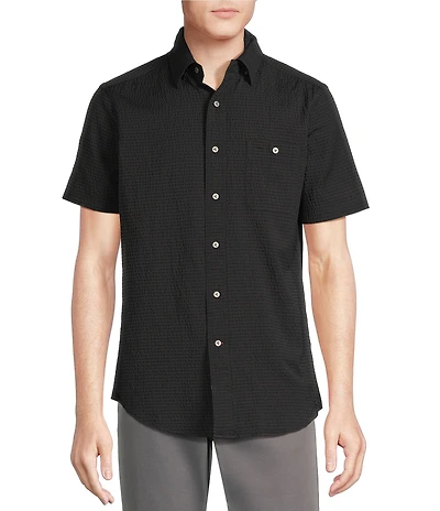 Cremieux Blue Label Performance Stretch Solid Seersucker Short Sleeve Woven Shirt