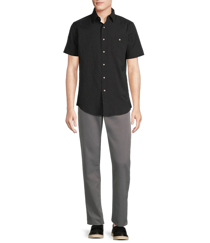 Cremieux Blue Label Performance Stretch Solid Seersucker Short Sleeve Woven Shirt