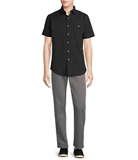 Cremieux Blue Label Performance Stretch Solid Seersucker Short Sleeve Woven Shirt