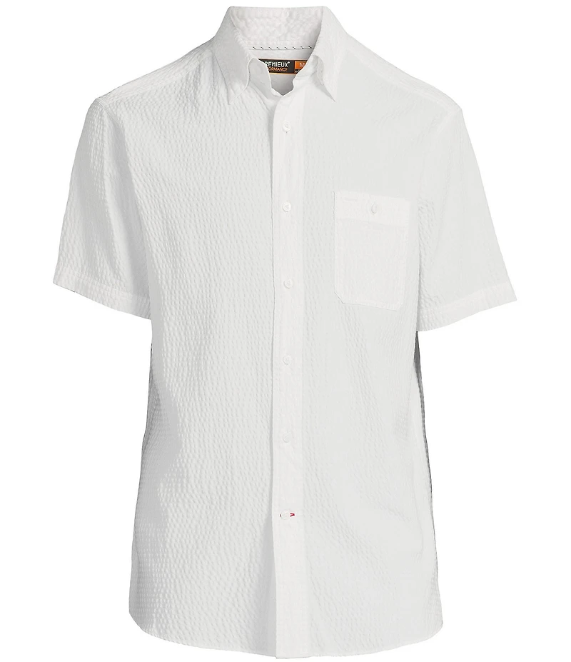 Cremieux Blue Label Performance Stretch Solid Seersucker Short Sleeve Woven Shirt