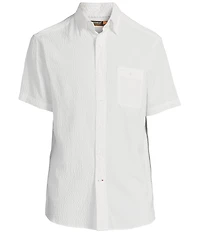 Cremieux Blue Label Performance Stretch Solid Seersucker Short Sleeve Woven Shirt