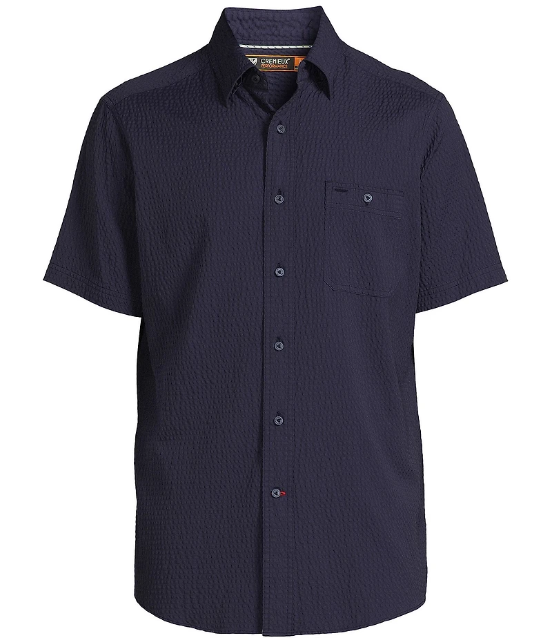 Cremieux Blue Label Performance Stretch Solid Seersucker Short Sleeve Woven Shirt