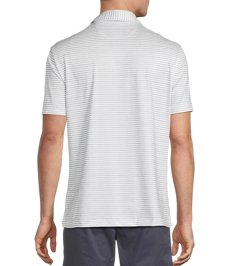 Cremieux Blue Label Performance Stretch Stripe Pattern Short Sleeve Polo Shirt