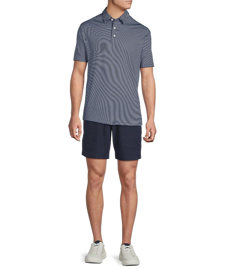 Cremieux Blue Label Performance Stretch Stripe Pattern Short Sleeve Polo Shirt