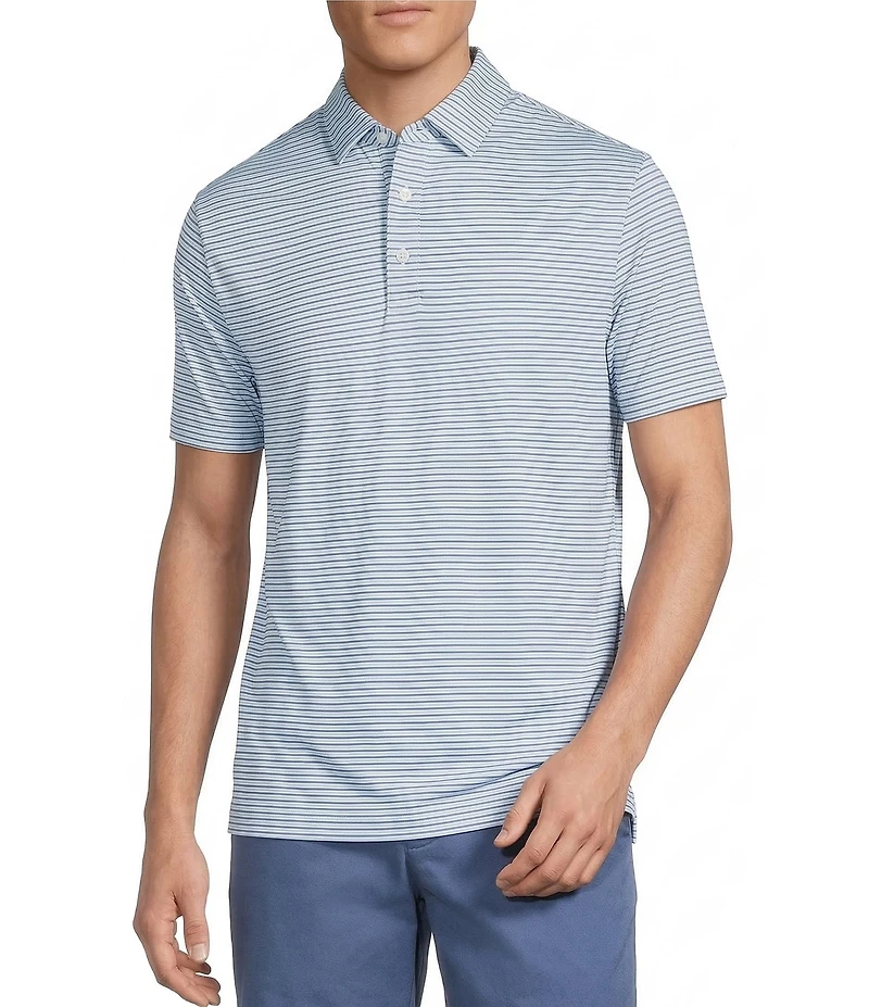 Cremieux Blue Label Performance Stretch Stripe Pattern Short Sleeve Polo Shirt