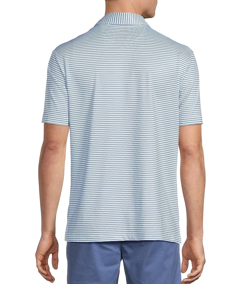 Cremieux Blue Label Performance Stretch Stripe Pattern Short Sleeve Polo Shirt