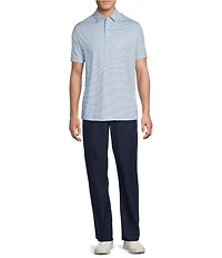 Cremieux Blue Label Performance Stretch Stripe Pattern Short Sleeve Polo Shirt