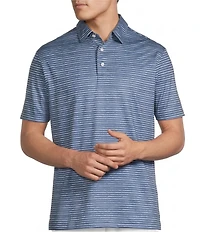 Cremieux Blue Label Performance Stretch Stripe Pattern Short Sleeve Polo Shirt