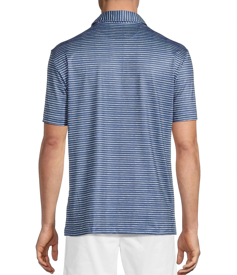 Cremieux Blue Label Performance Stretch Stripe Pattern Short Sleeve Polo Shirt