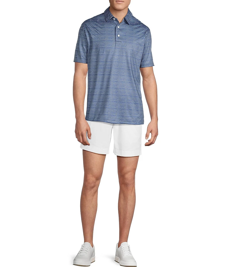 Cremieux Blue Label Performance Stretch Stripe Pattern Short Sleeve Polo Shirt