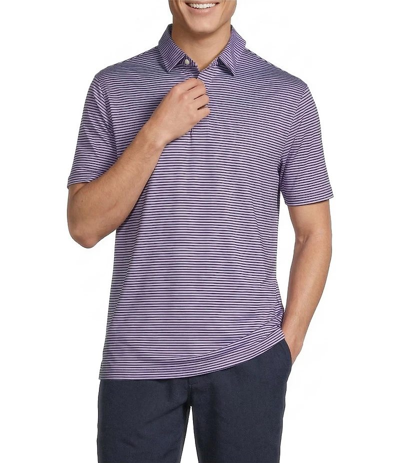 Cremieux Blue Label Performance Stretch Stripe Pattern Short Sleeve Polo Shirt