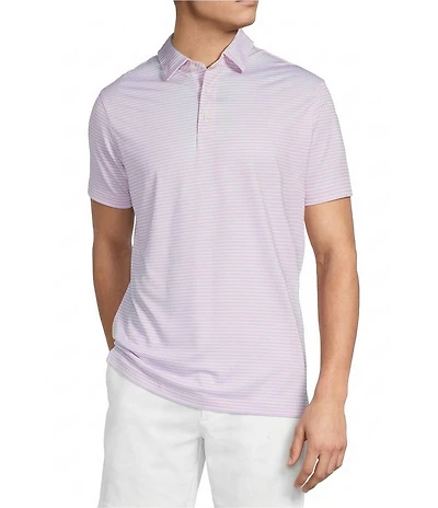 Cremieux Blue Label Performance Stretch Stripe Pattern Short Sleeve Polo Shirt