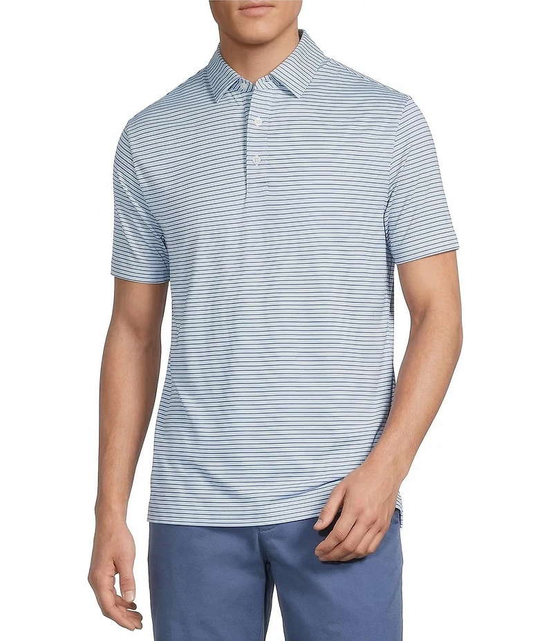 Cremieux Blue Label Performance Stretch Stripe Pattern Short Sleeve Polo Shirt