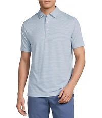 Cremieux Blue Label Performance Stretch Stripe Pattern Short Sleeve Polo Shirt