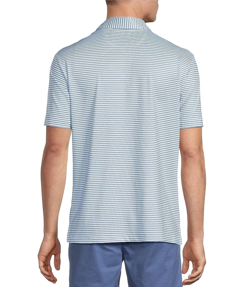 Cremieux Blue Label Performance Stretch Stripe Pattern Short Sleeve Polo Shirt