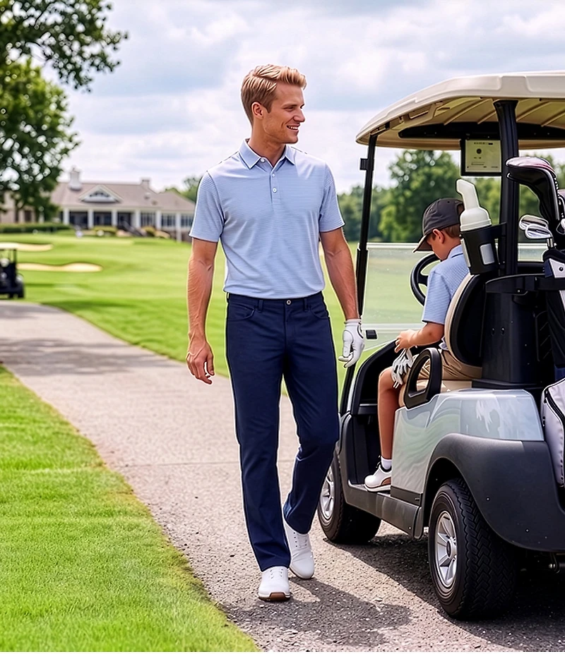 Cremieux Blue Label Performance Stretch Stripe Pattern Short Sleeve Polo Shirt