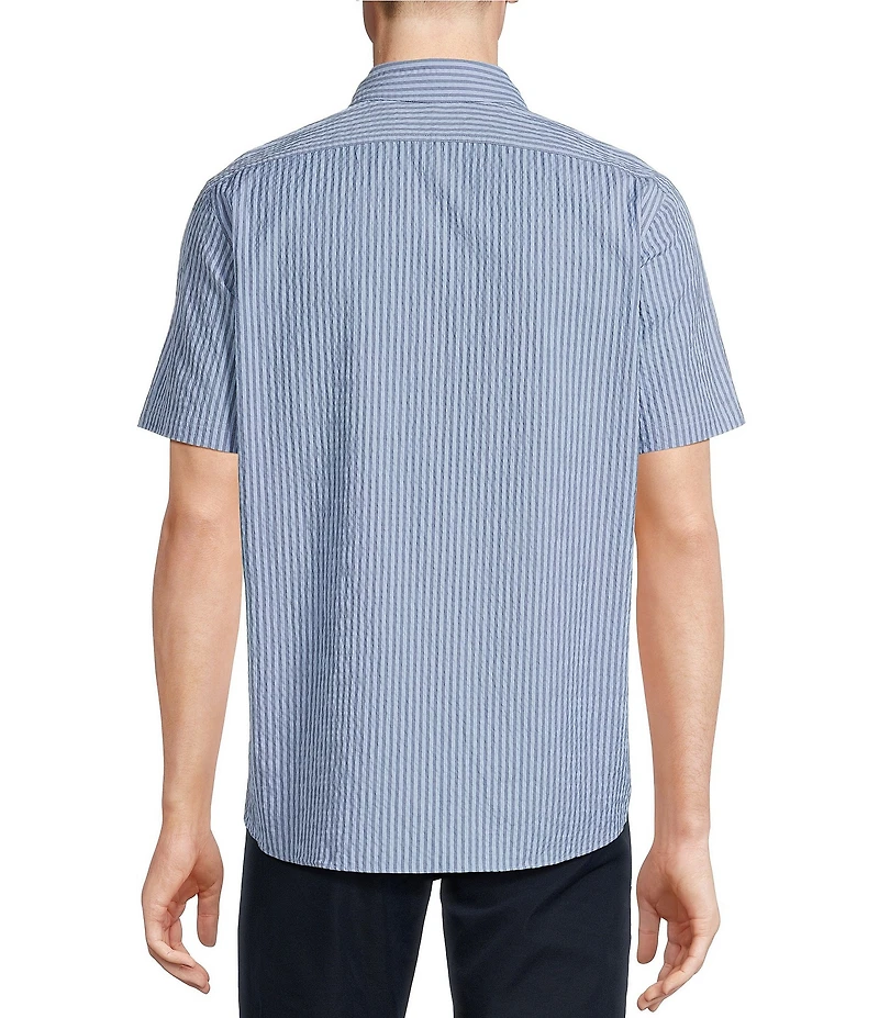 Cremieux Blue Label Performance Stretch Stripe Seersucker Short Sleeve Woven Shirt