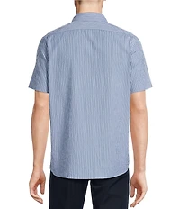 Cremieux Blue Label Performance Stretch Stripe Seersucker Short Sleeve Woven Shirt