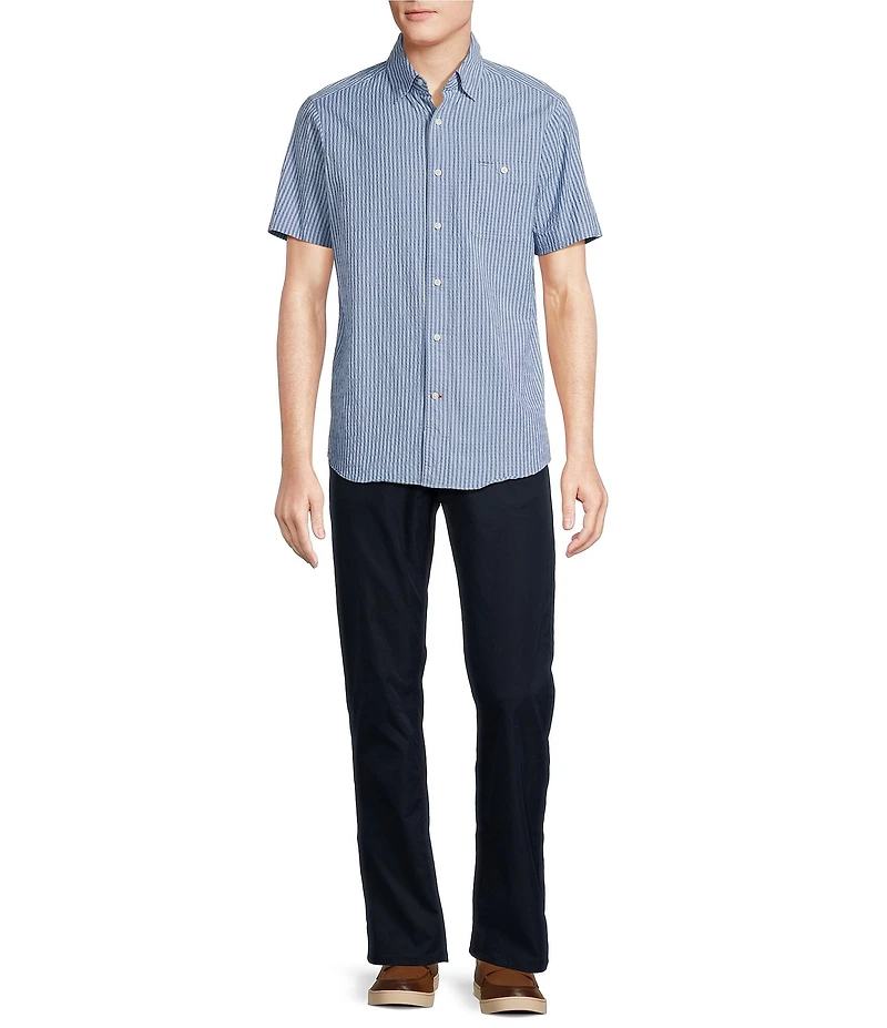 Cremieux Blue Label Performance Stretch Stripe Seersucker Short Sleeve Woven Shirt