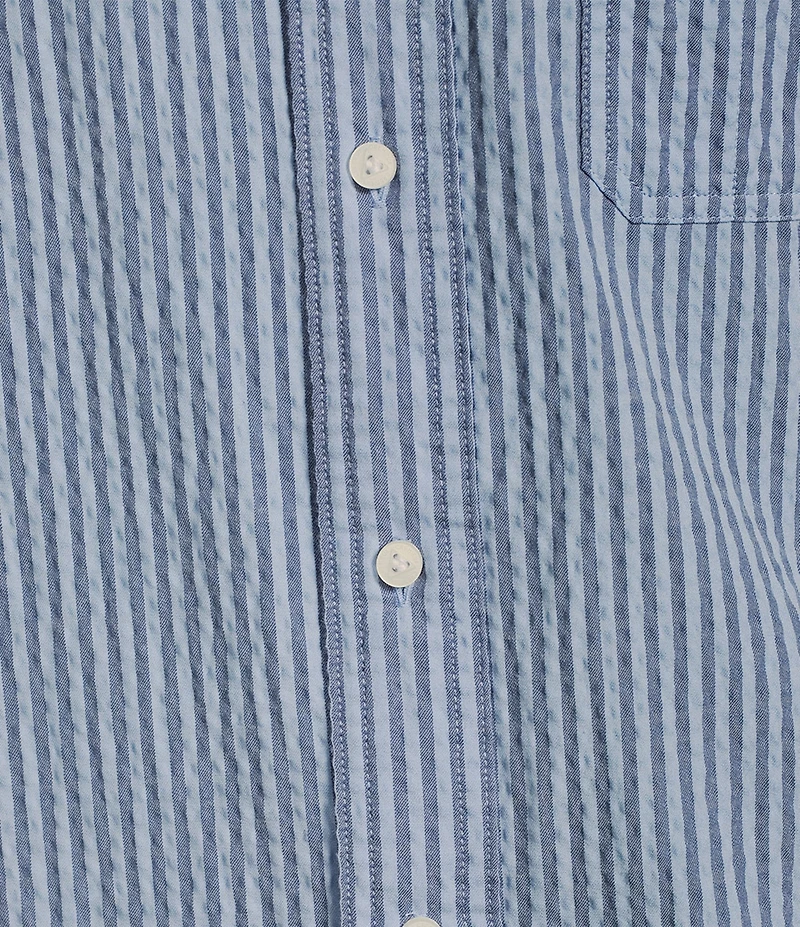 Cremieux Blue Label Performance Stretch Stripe Seersucker Short Sleeve Woven Shirt