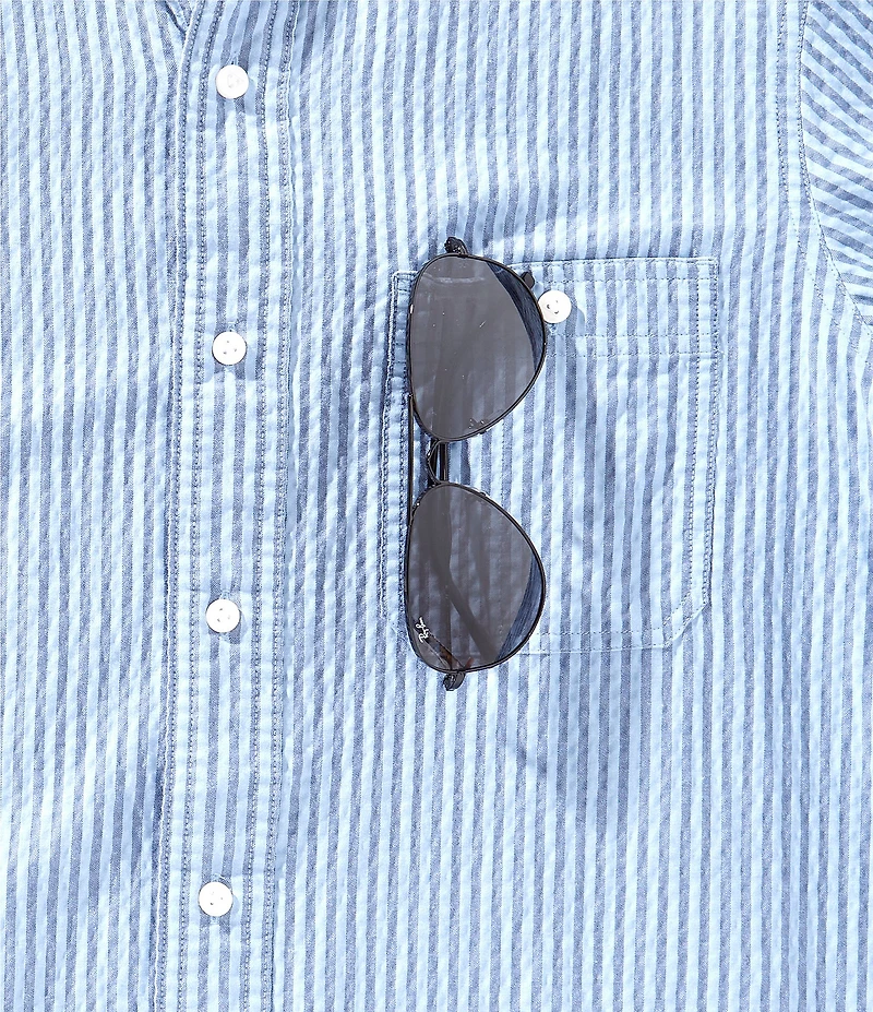 Cremieux Blue Label Performance Stretch Stripe Seersucker Short Sleeve Woven Shirt