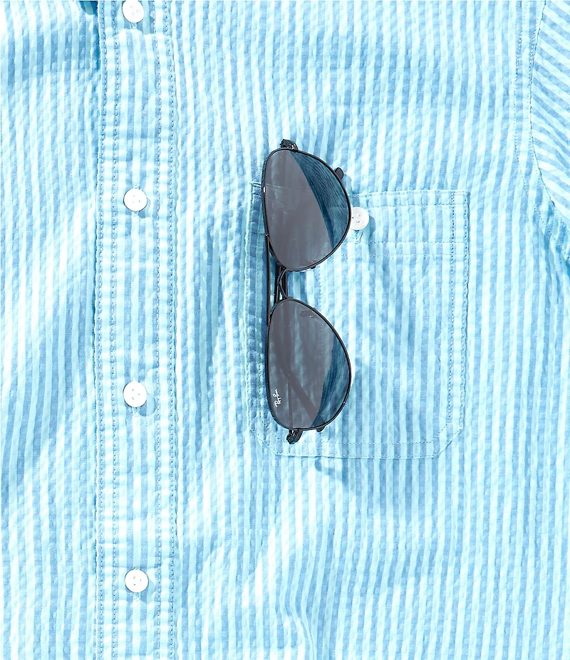 Cremieux Blue Label Performance Stretch Stripe Seersucker Short Sleeve Woven Shirt