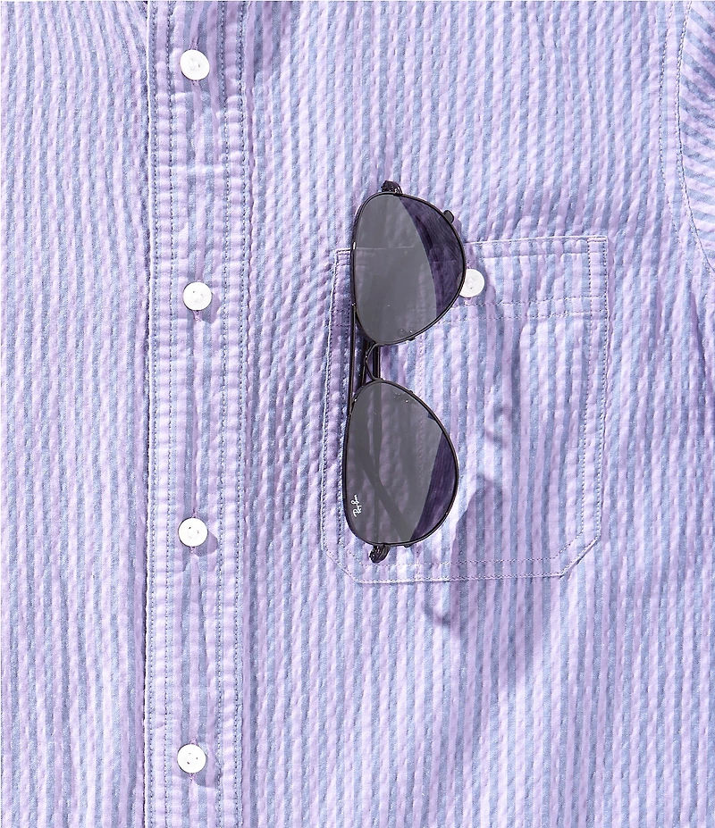 Cremieux Blue Label Performance Stretch Stripe Seersucker Short Sleeve Woven Shirt