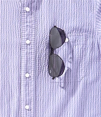 Cremieux Blue Label Performance Stretch Stripe Seersucker Short Sleeve Woven Shirt