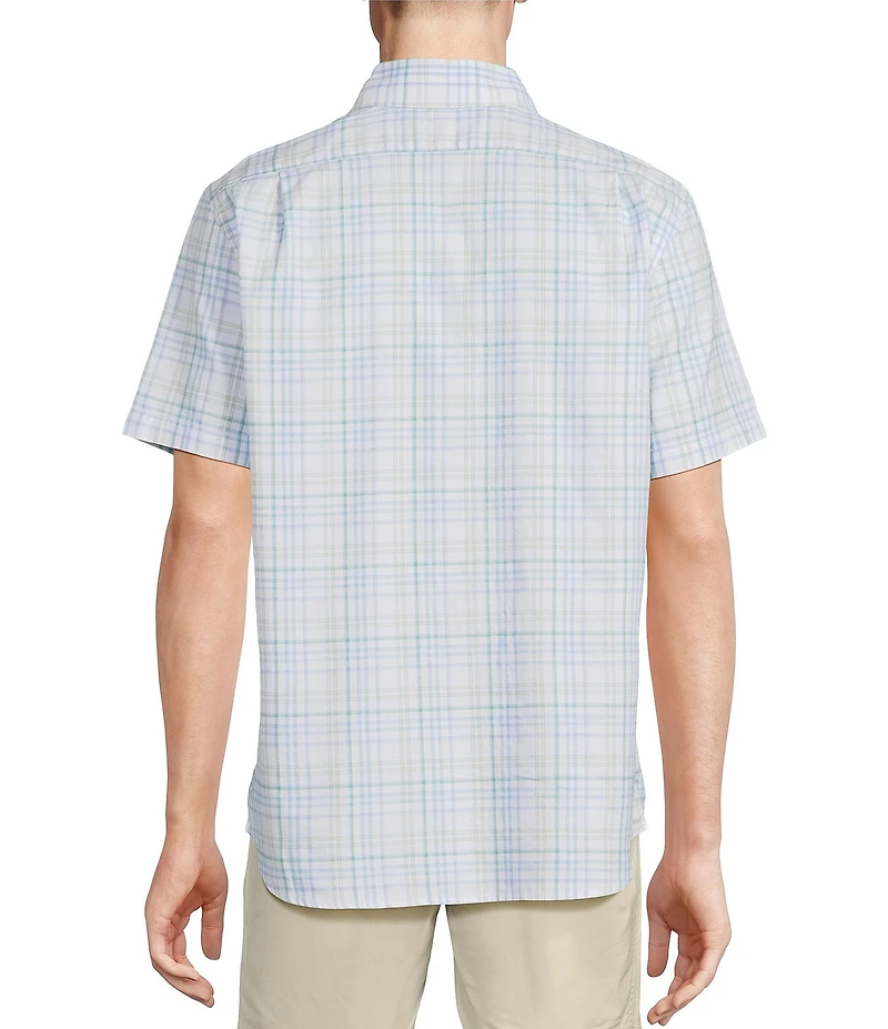 Cremieux Blue Label Wide Plaid Print Lightweight Oxford Short Sleeve Woven Shirt