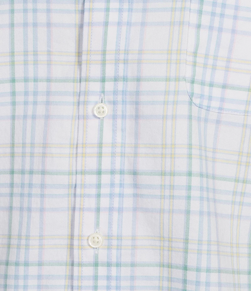 Cremieux Blue Label Wide Plaid Print Lightweight Oxford Short Sleeve Woven Shirt
