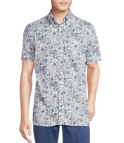 Cremieux Blue Label Plant Print Short Sleeve Woven Shirt