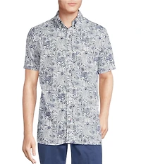 Cremieux Blue Label Plant Print Short Sleeve Woven Shirt