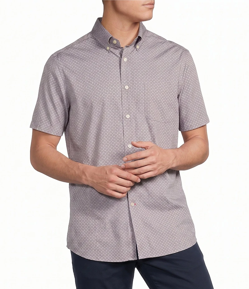 Cremieux Blue Label Poplin Floral Geometric Print Short Sleeve Woven Shirt