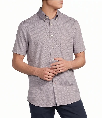 Cremieux Blue Label Poplin Floral Geometric Print Short Sleeve Woven Shirt