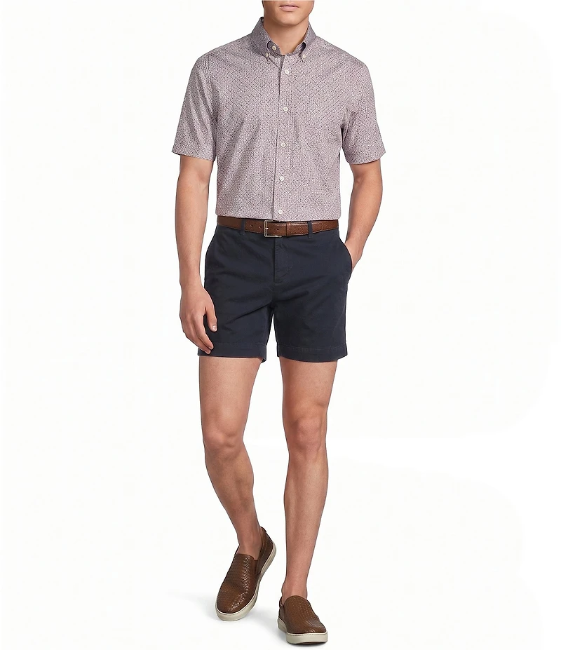 Cremieux Blue Label Poplin Floral Geometric Print Short Sleeve Woven Shirt