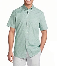 Cremieux Blue Label Poplin Leaf Print Short Sleeve Woven Shirt