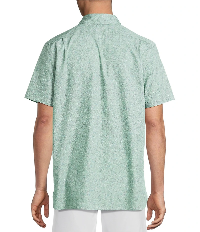 Cremieux Blue Label Poplin Leaf Print Short Sleeve Woven Shirt