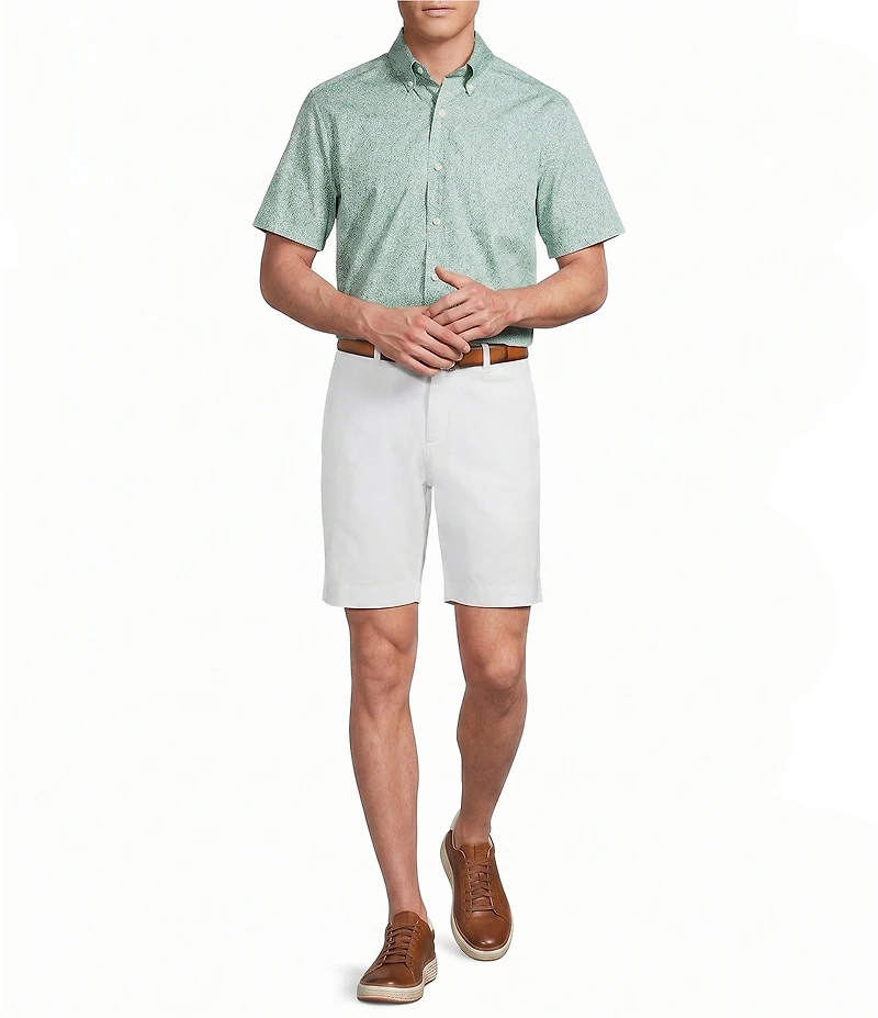 Cremieux Blue Label Poplin Leaf Print Short Sleeve Woven Shirt
