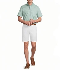 Cremieux Blue Label Poplin Leaf Print Short Sleeve Woven Shirt