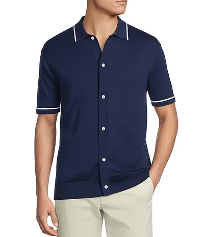 Cremieux Blue Label Provence Collection Short Sleeve Coat Front Sweater