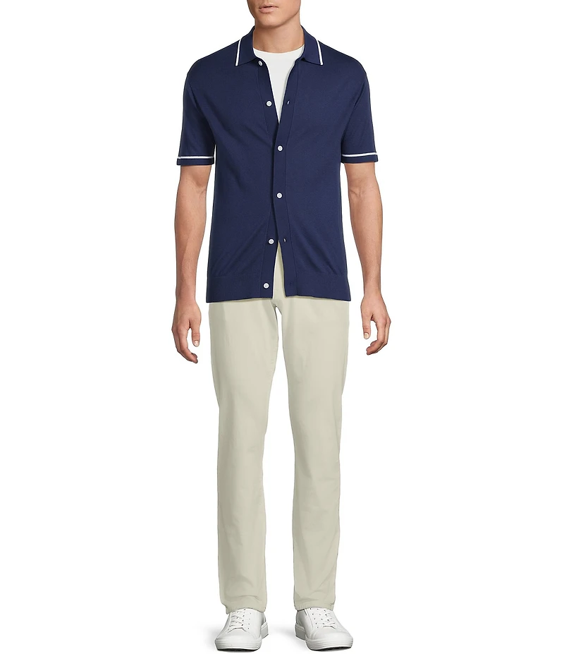 Cremieux Blue Label Provence Collection Short Sleeve Coat Front Sweater