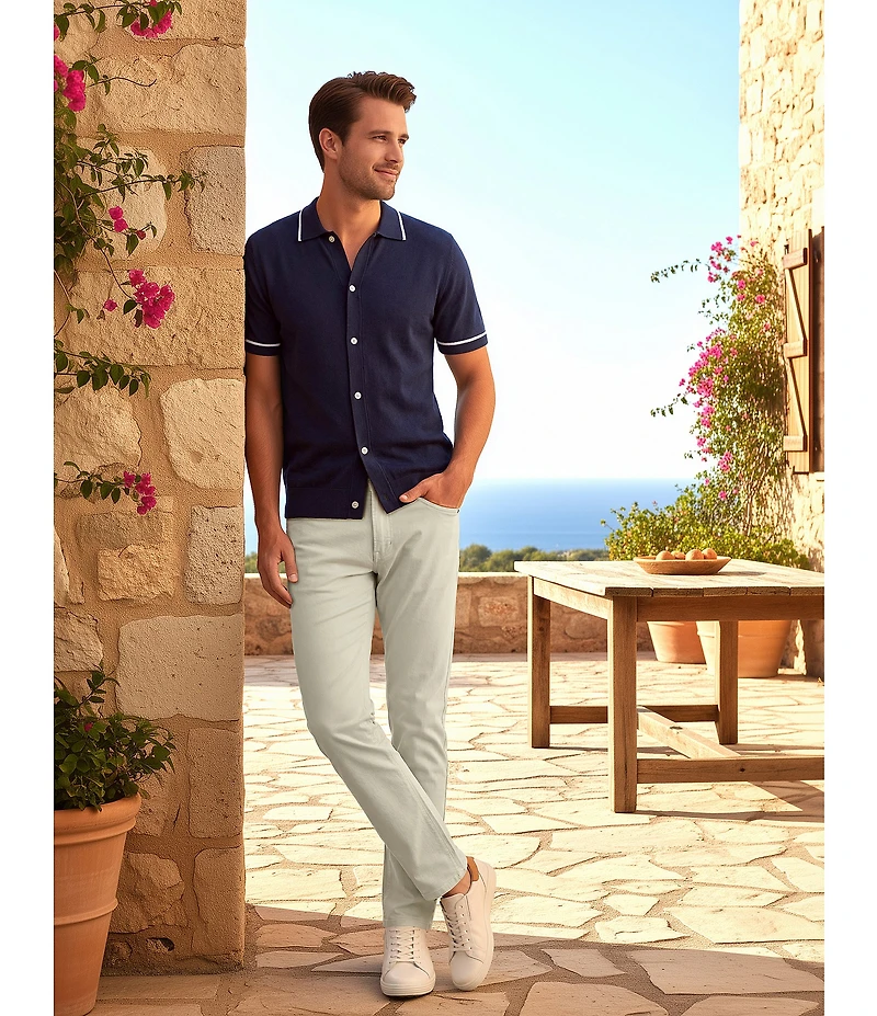 Cremieux Blue Label Provence Collection Short Sleeve Coat Front Sweater