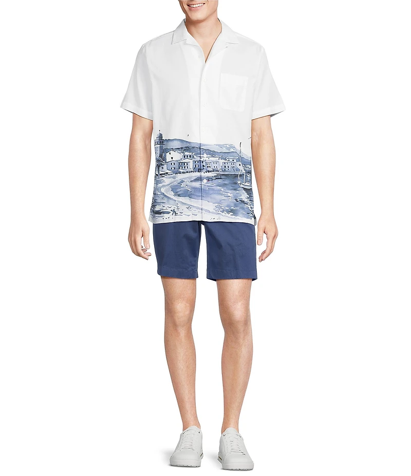 Cremieux Blue Label St. Tropez Short Sleeve Camp Landscape Print Woven Shirt
