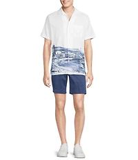 Cremieux Blue Label St. Tropez Short Sleeve Camp Landscape Print Woven Shirt