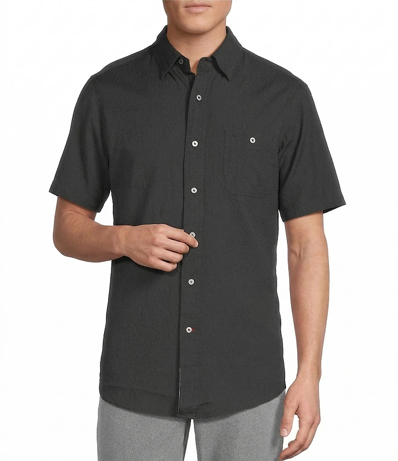 Cremieux Blue Label Seersucker Solid Performance Short Sleeve Woven Shirt