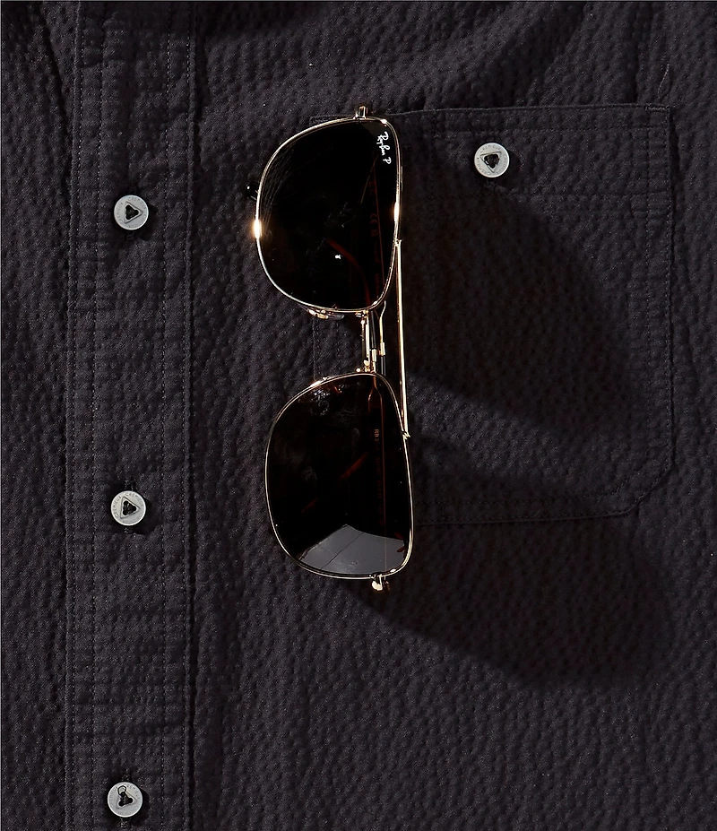 Cremieux Blue Label Seersucker Solid Performance Short Sleeve Woven Shirt