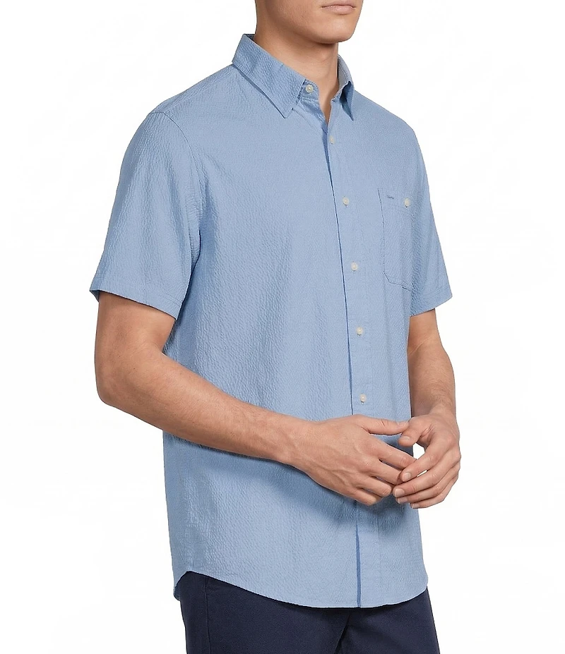 Cremieux Blue Label Seersucker Solid Performance Short Sleeve Woven Shirt