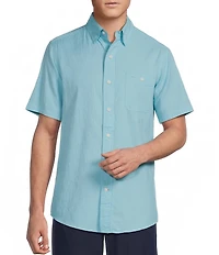 Cremieux Blue Label Seersucker Solid Performance Short Sleeve Woven Shirt