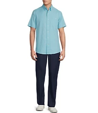 Cremieux Blue Label Seersucker Solid Performance Short Sleeve Woven Shirt