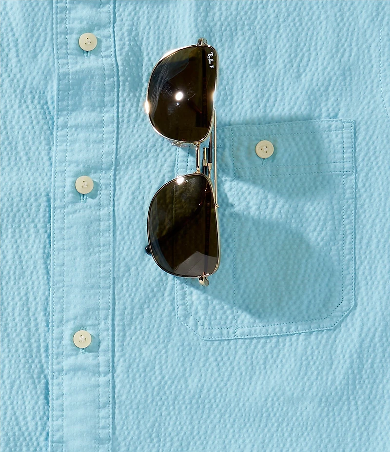 Cremieux Blue Label Seersucker Solid Performance Short Sleeve Woven Shirt